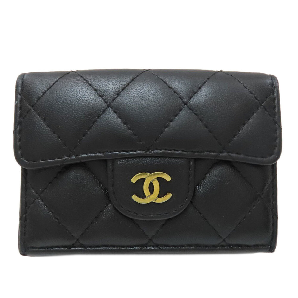 Chanel Matelassé Compact Wallet, Gold Hardware, Tri-fold Lambskin, Women's CH...